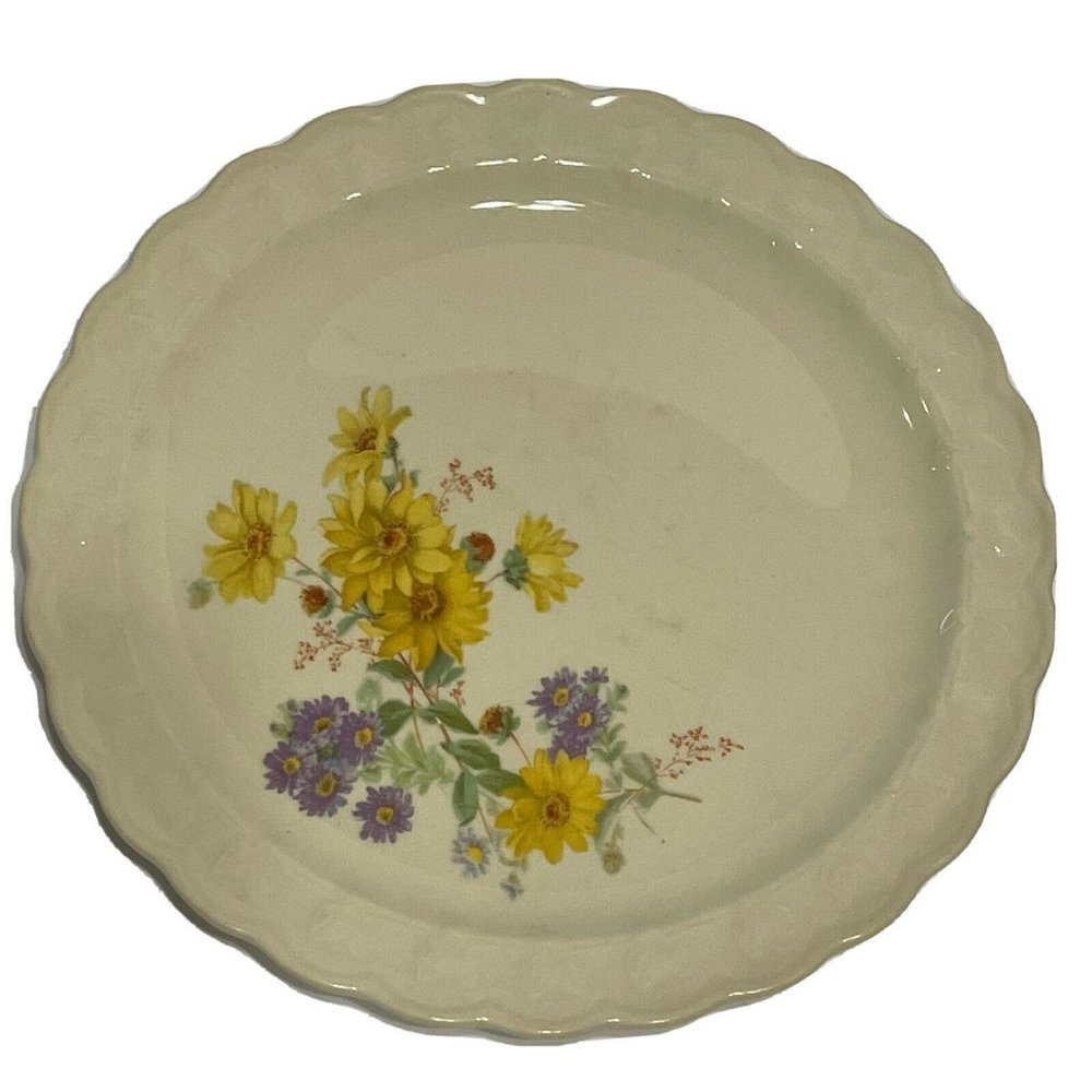 5- MCM 1940s  Sunflower Bouquet  Garland Shape Taylor Smith & T Dish 7” CRAZING
